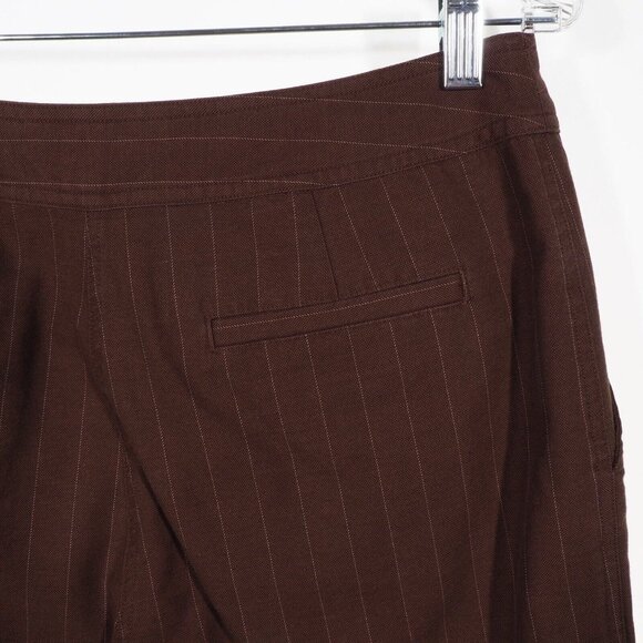 J Jill City Shorts Size 4 Womens Pinstripe Linen Blend Brown - Picture 2 of 5